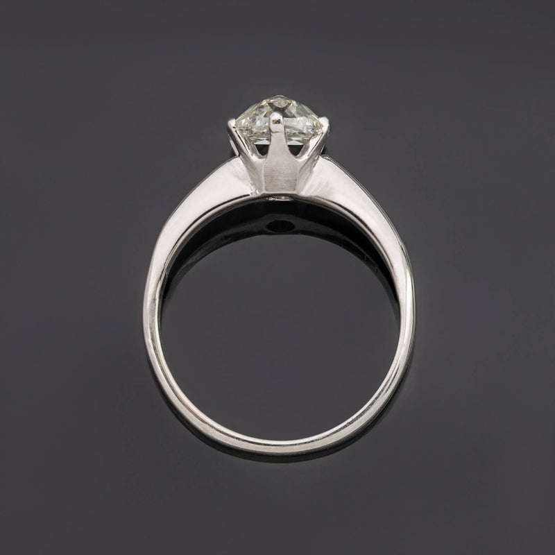Estate 14kt White Gold + Rose Cut Diamond Engagement Ring 1.03ctw