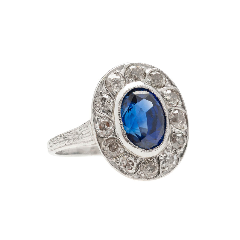 Edwardian Platinum Sapphire & Diamond Ring 3.00ct