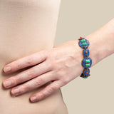 Art Deco Sterling, Enamel, Amazonite + Coral Bracelet