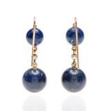 Victorian 18kt, Pearl, Enamel + Carved Lapis Lazuli Earrings, Pendant + Button Set