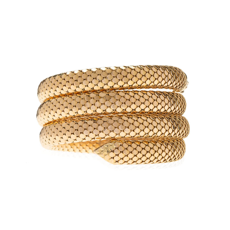 Art Deco Gold Filled Enameled Flexible Wrap-Around Snake Bracelet by A. Brandt + Son