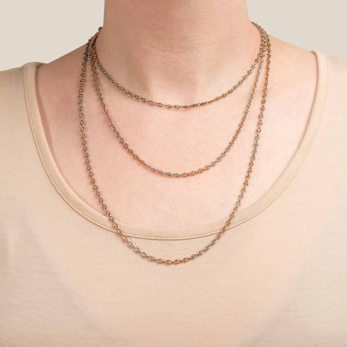 Late Victorian 14kt/Sterling Ball Chain Necklace 60"