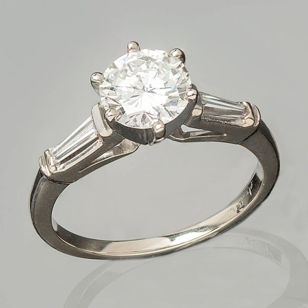 Retro 18k Diamond Engagement Ring 1.04ct Center