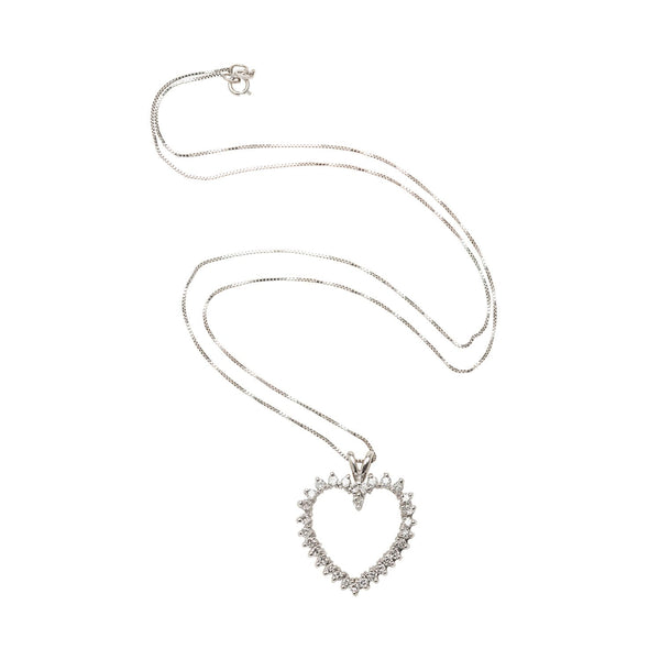 Estate 14k Diamond Heart Necklace .60ctw