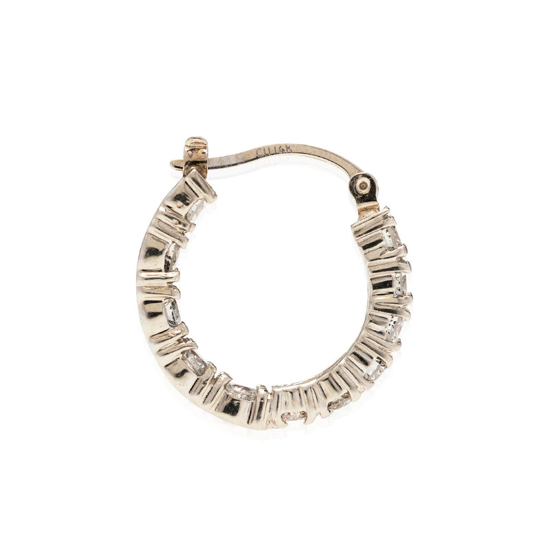 Estate 14kt White Gold + Diamond Inside-Out Hoop Earrings 1.10ctw