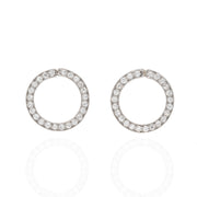 Art Deco Platinum + Diamond Circle Earrings 2ctw