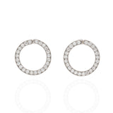 Art Deco Platinum + Diamond Circle Earrings 2ctw