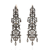 Georgian Sterling/18kt Long Rose Cut Diamond Earrings 2ctw