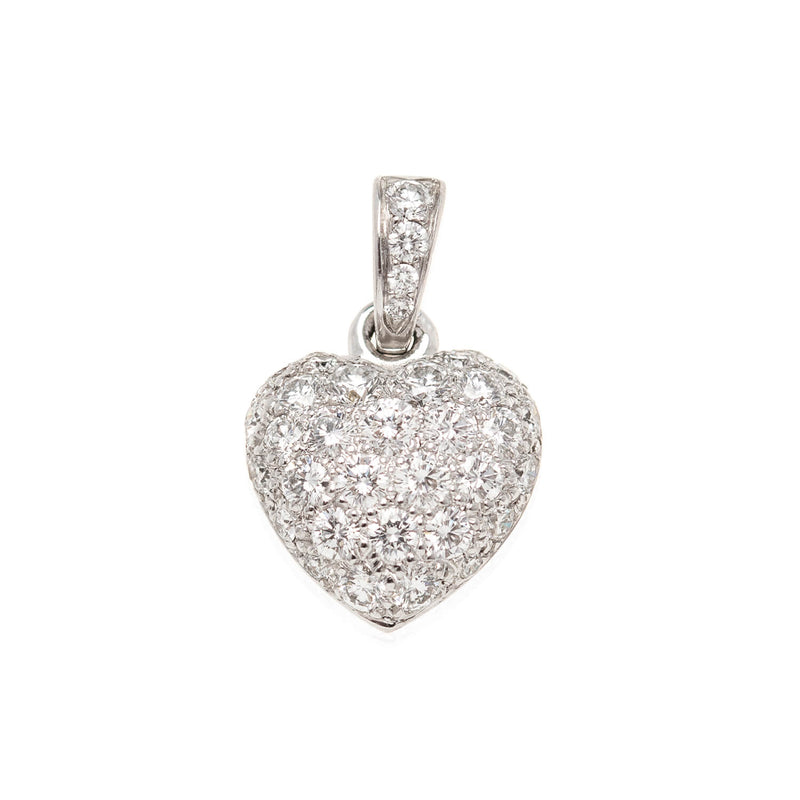 CARTIER 18kt White Gold + Diamond Heart Pendant