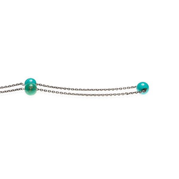 Art Deco Sterling + Turquoise Chain Necklace