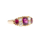 Art Nouveau English 18kt Ruby + Diamond Ring
