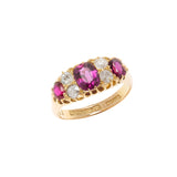 Art Nouveau English 18kt Ruby + Diamond Ring