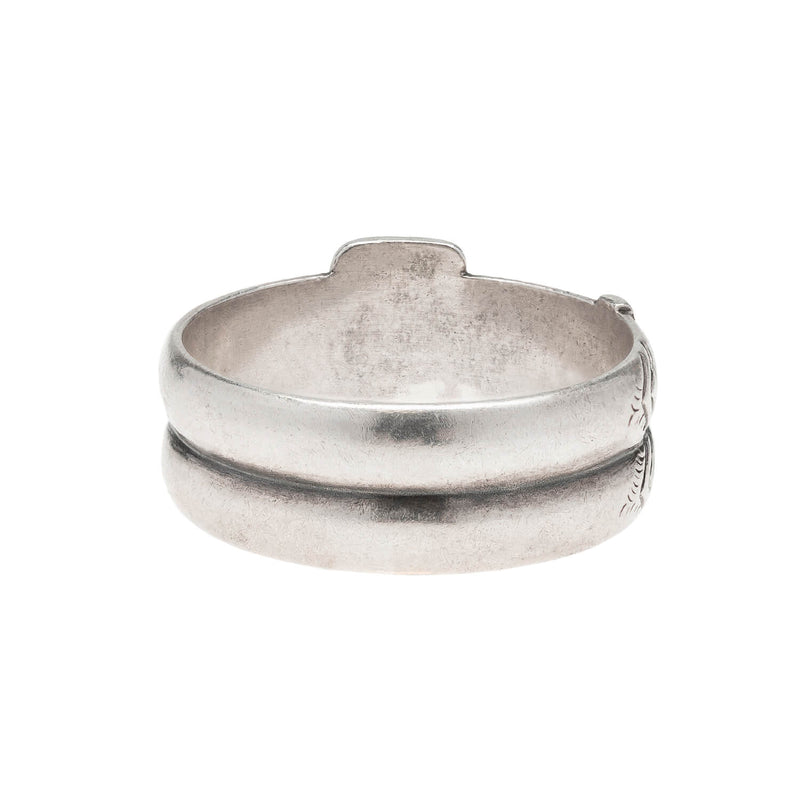 Victorian Sterling Silver Floral Etched Double Buckle Ring