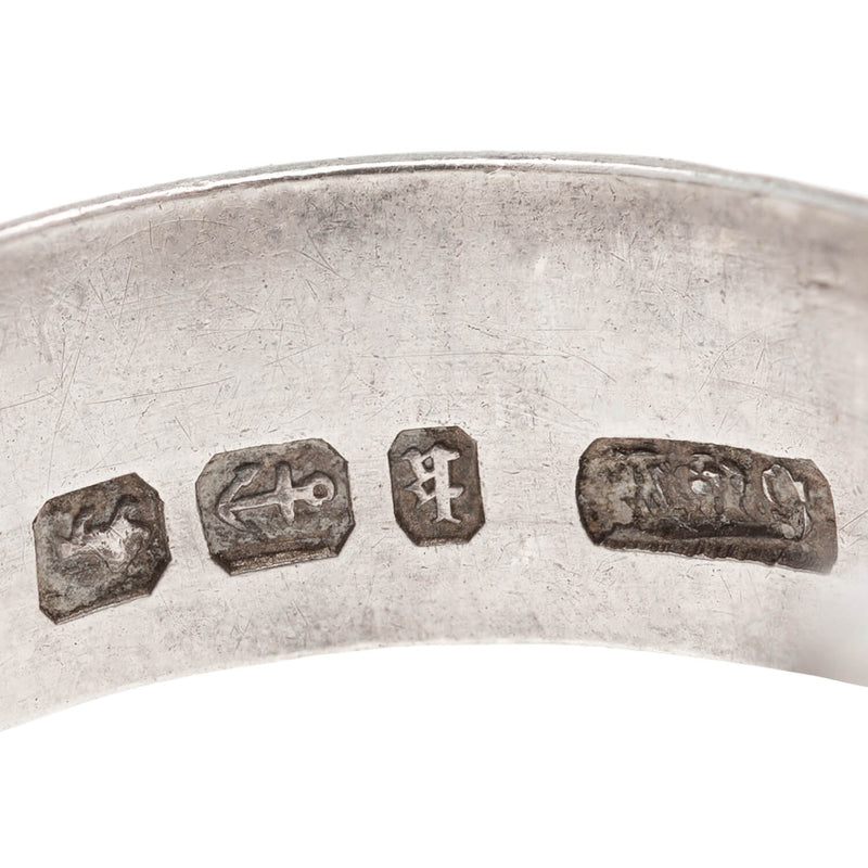 Victorian Sterling Silver Floral Etched Double Buckle Ring