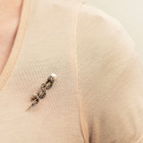 Victorian 15kt/Sterling, Diamond, Ruby + Pearl "Rod of Asclepius" Snake Pin