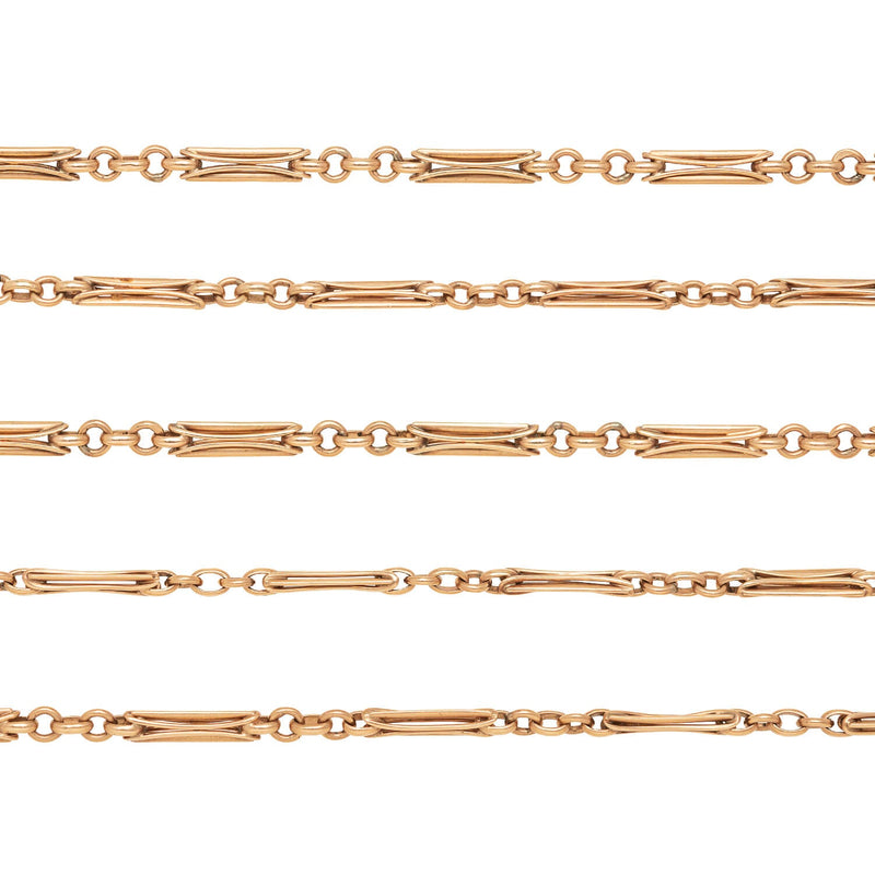 Victorian Austrian 14kt Rose Gold Fancy Link Chain Necklace 74" 46.4g