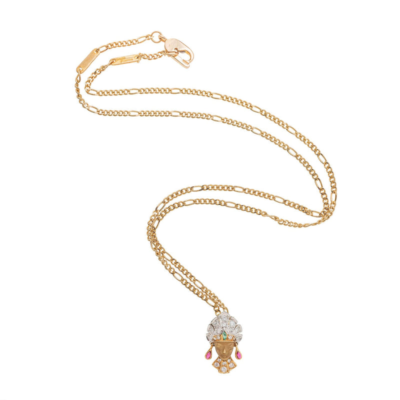 CARRERA Y CARRERA Retro 18kt Mixed Metals, Diamond, Ruby + Emerald Royal Princess Earrings/Pendant Necklace Set
