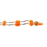 Art Deco Sterling Carved Carnelian & Rock Quartz Crystal Bead Necklace