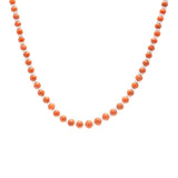 Art Deco Coral + Rock Quartz Crystal Beaded Necklace 34.5"