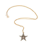 Victorian Petite 14kt Rose Cut Diamond Star Pendant & Chain