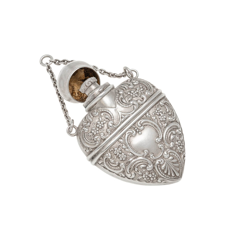 Victorian Sterling Repousse Heart Parfum Bottle