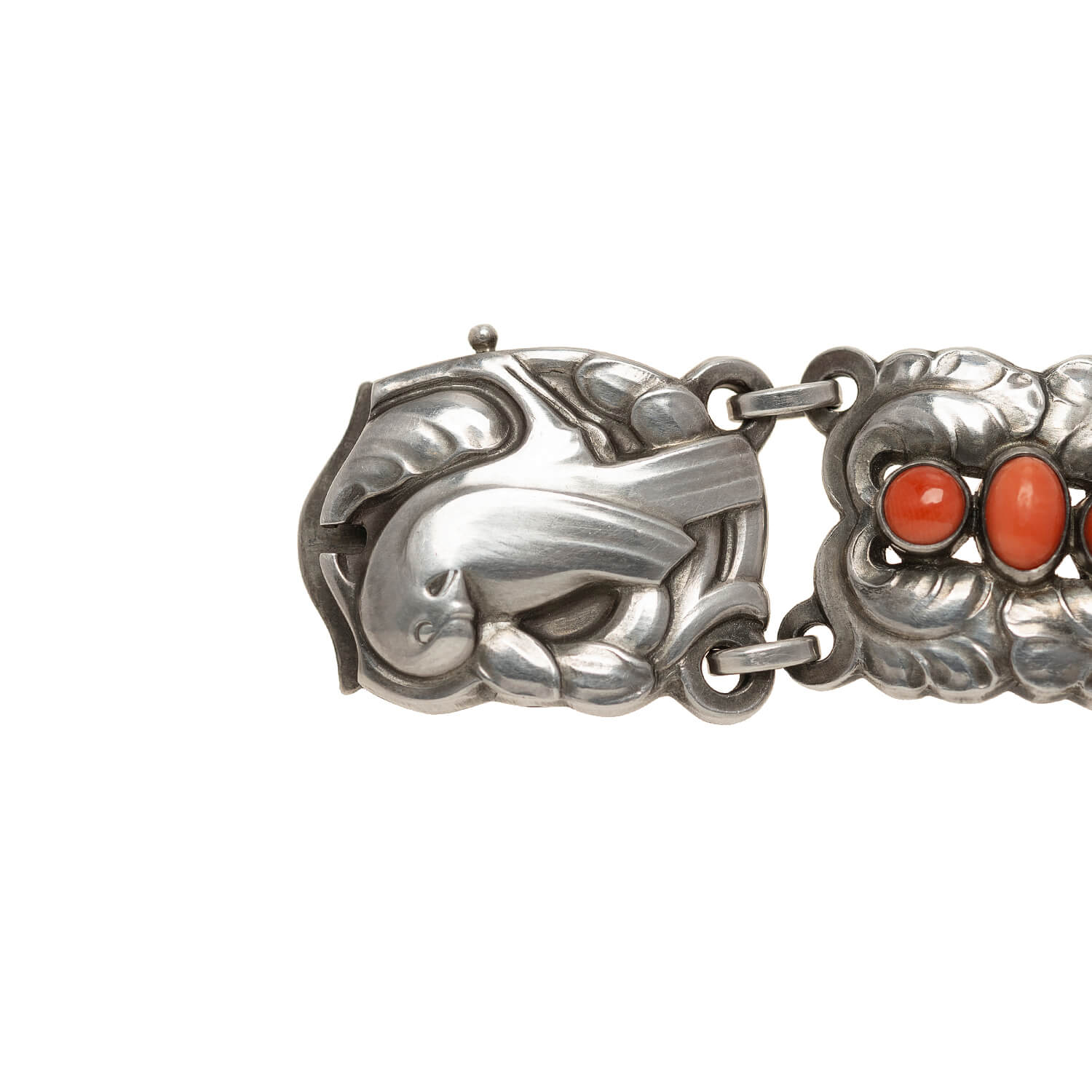 GEORG JENSEN Denmark Vintage Sterling + Coral Dove Set