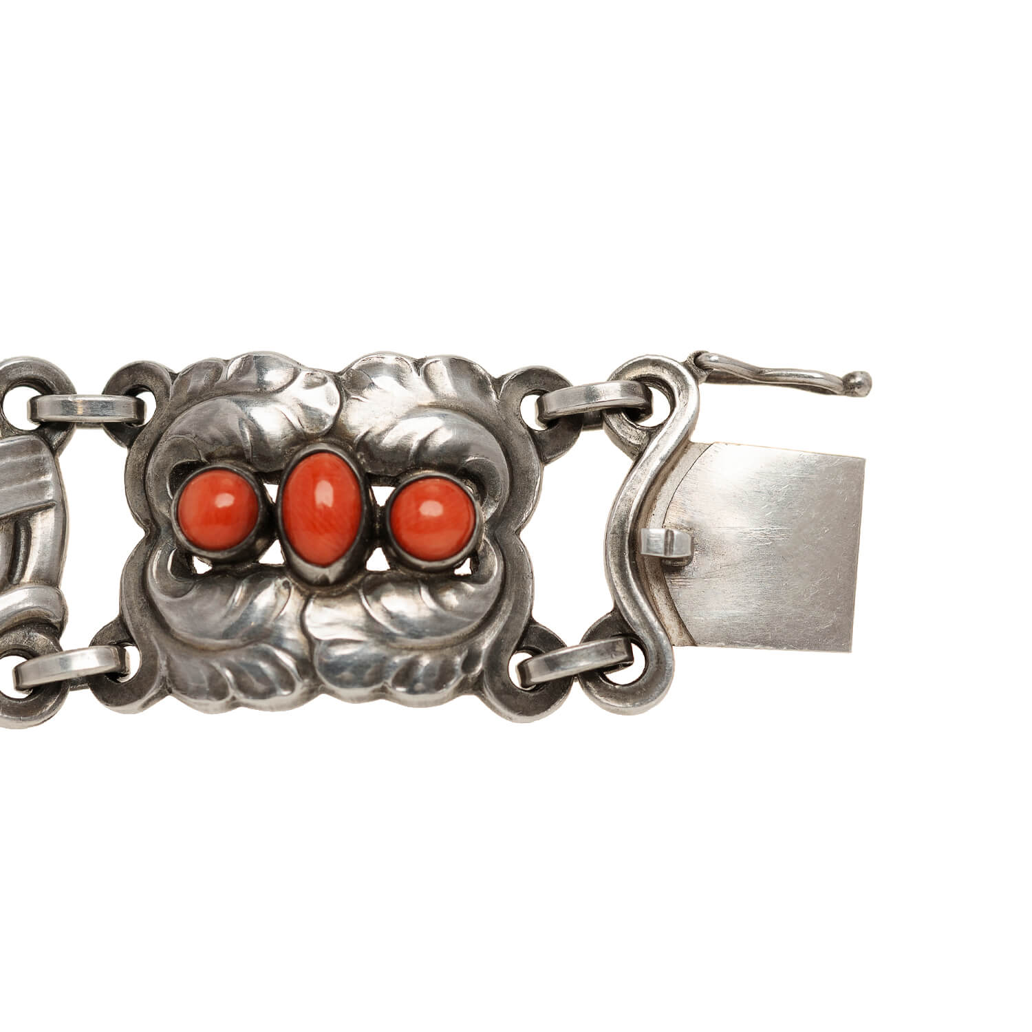 GEORG JENSEN Denmark Vintage Sterling + Coral Dove Set