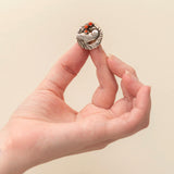 GEORG JENSEN Denmark Vintage Sterling + Coral Dove Set