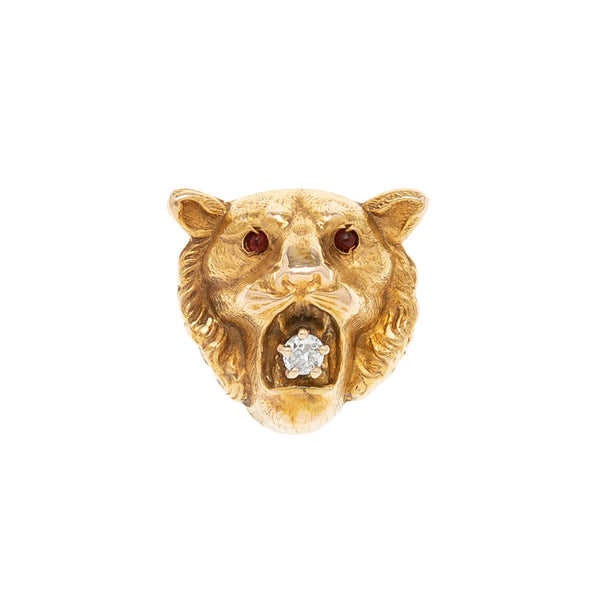 Victorian 10k Diamond Lion Conversion Pendant 0.10ctw