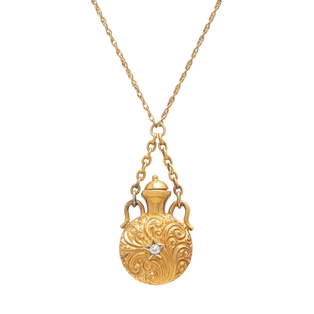 Victorian 15k Diamond Repoussé Vinaigrette Pendant