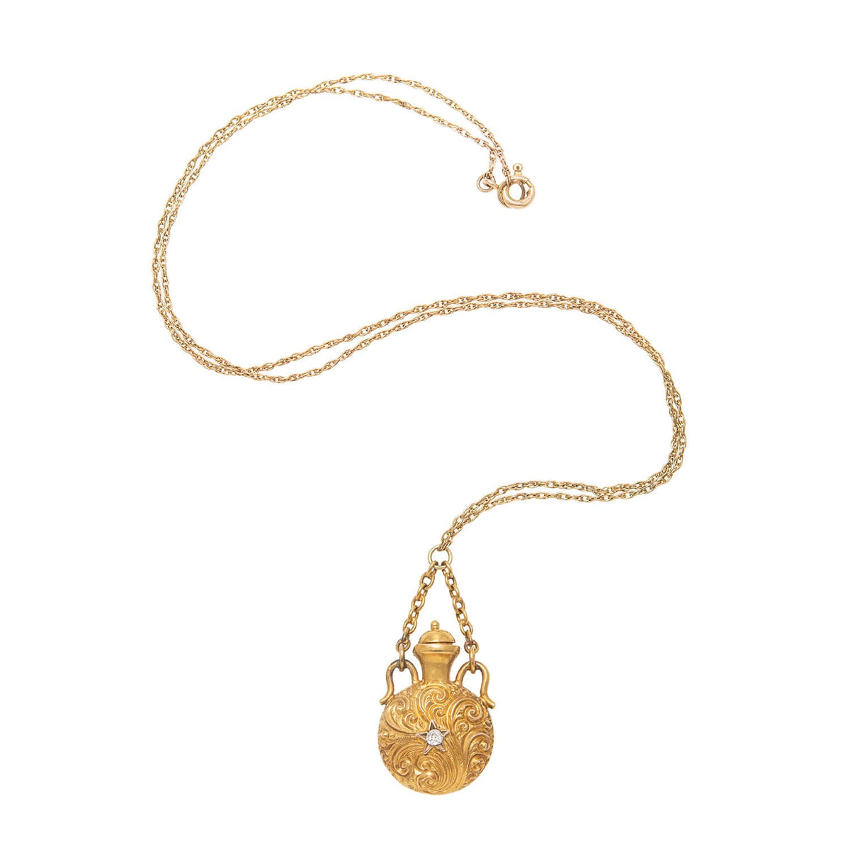 Victorian 15k Diamond Repoussé Vinaigrette Pendant