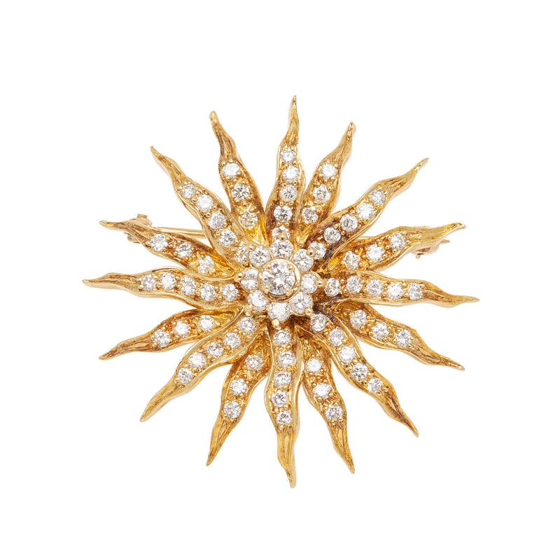Vintage 14k Diamond Starburst Pin/Pendant 2.0ctw