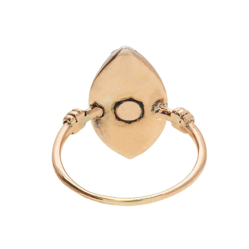Georgian 18k/Sterling + .40ctw Rose Cut Diamond Enamel Ring