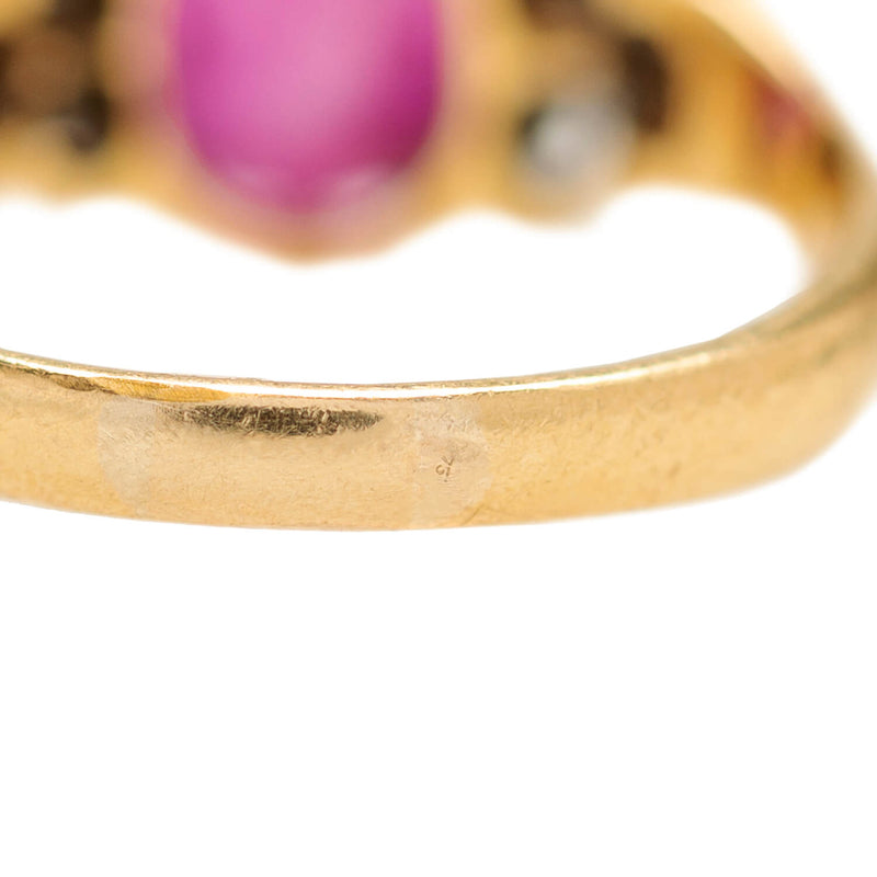 Victorian French 18k Burmese Ruby + Diamond Ring