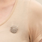 TIFFANY & CO. Edwardian Platinum, Diamond + Pearl Filigree Circle Pin