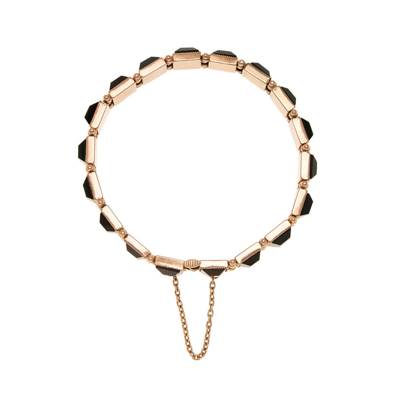 Victorian 14k Yellow Gold & Onyx Link Bracelet