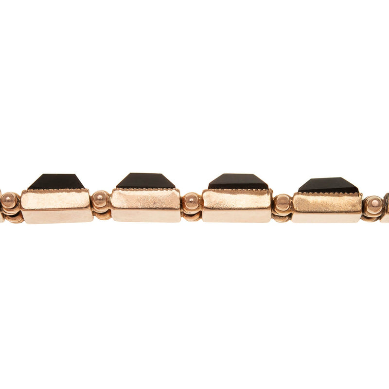 Victorian 14k Yellow Gold & Onyx Link Bracelet