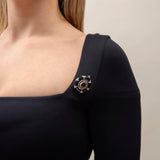 Victorian 14k Banded Agate, Rose Cut Diamond + Enamel Mourning Locket/Pendant