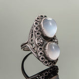 Art Deco Sterling Silver Cabochon Moonstone Ring