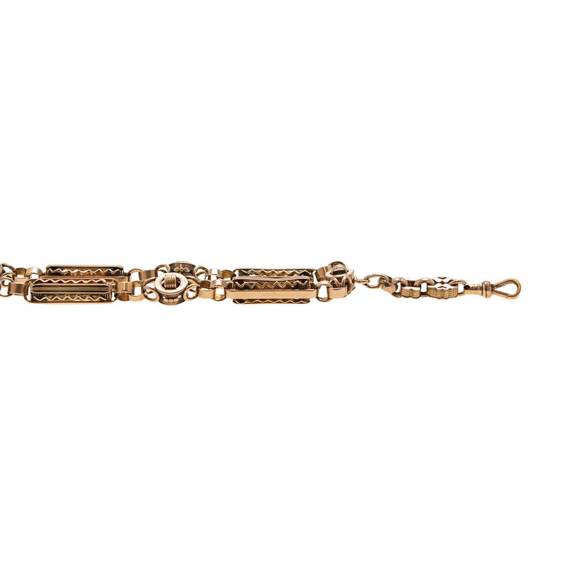 Victorian 14k Fancy Link Watch Chain Necklace 45.8g