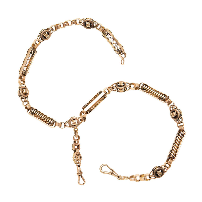 Victorian 14k Fancy Link Watch Chain Necklace 45.8g