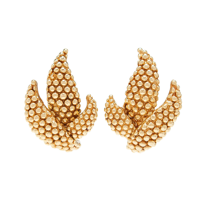 DAVID WEBB Estate 18k Wheat Motif Omega Post Earrings
