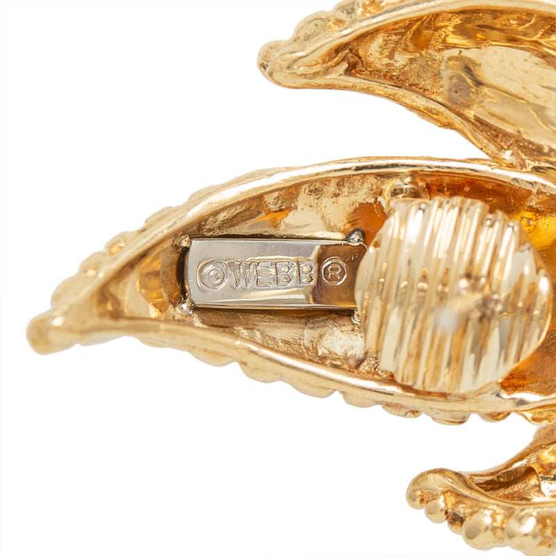 DAVID WEBB Estate 18k Wheat Motif Omega Post Earrings