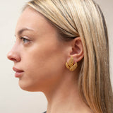 DAVID WEBB Estate 18k Wheat Motif Omega Post Earrings