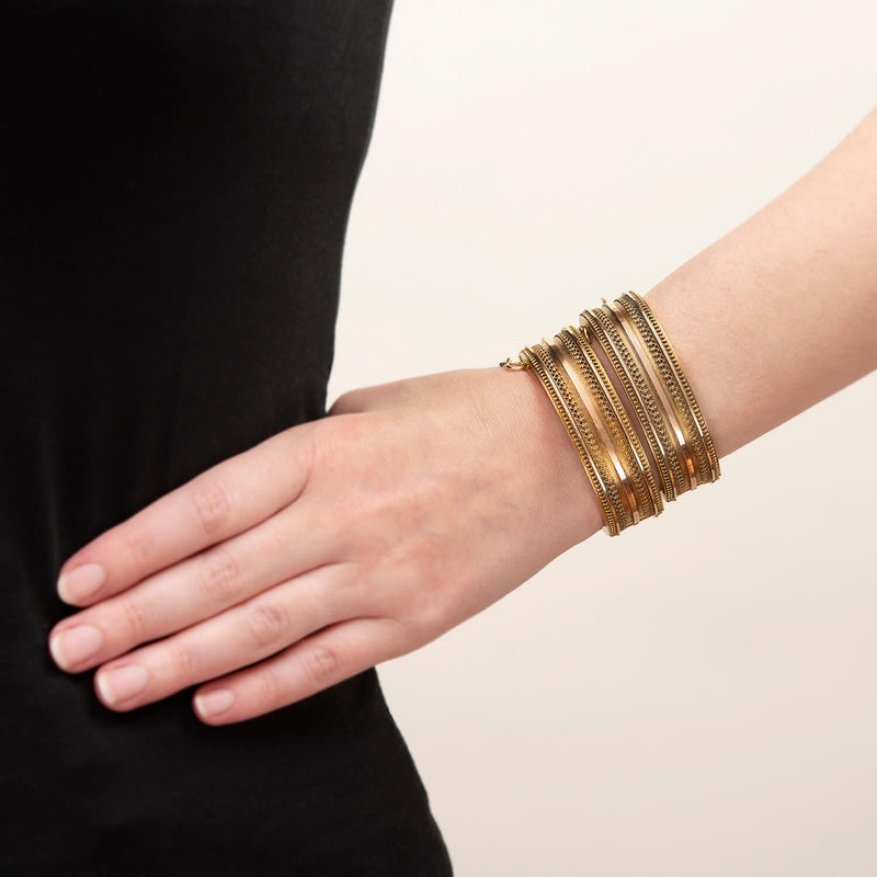 Victorian Gold-Filled Etruscan Wirework Bangle "Wedding Bracelet" Set