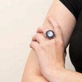 Vintage 14k Moonstone & Sapphire Cluster Ring