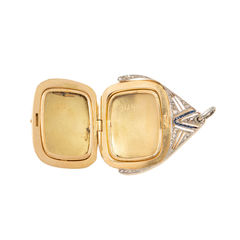 Edwardian 18k & Platinum Enamel & Diamond Lady Locket – A. Brandt + Son