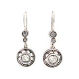 Late Victorian 14K/Sterling Diamond Drop Earrings .90ctw