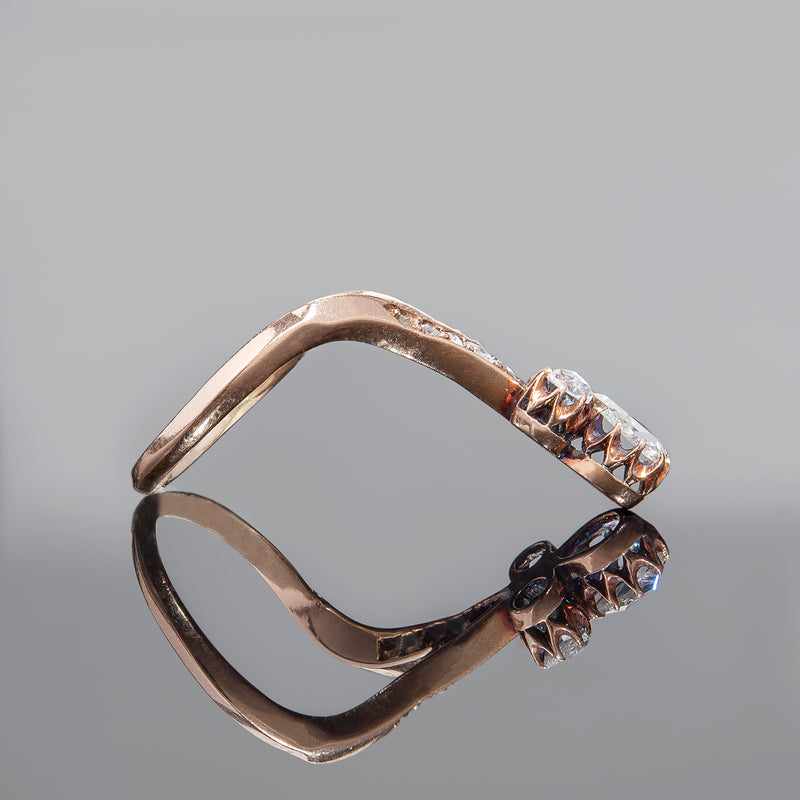 Victorian 14k Rose Cut Diamond Tiara Ring 0.60ct
