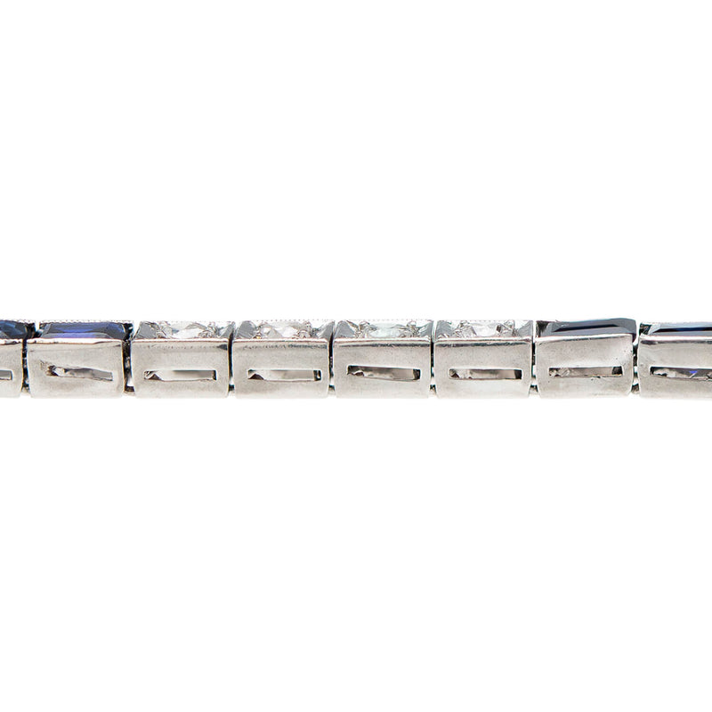 Art Deco Platinum Diamond & Sapphire Line Bracelet